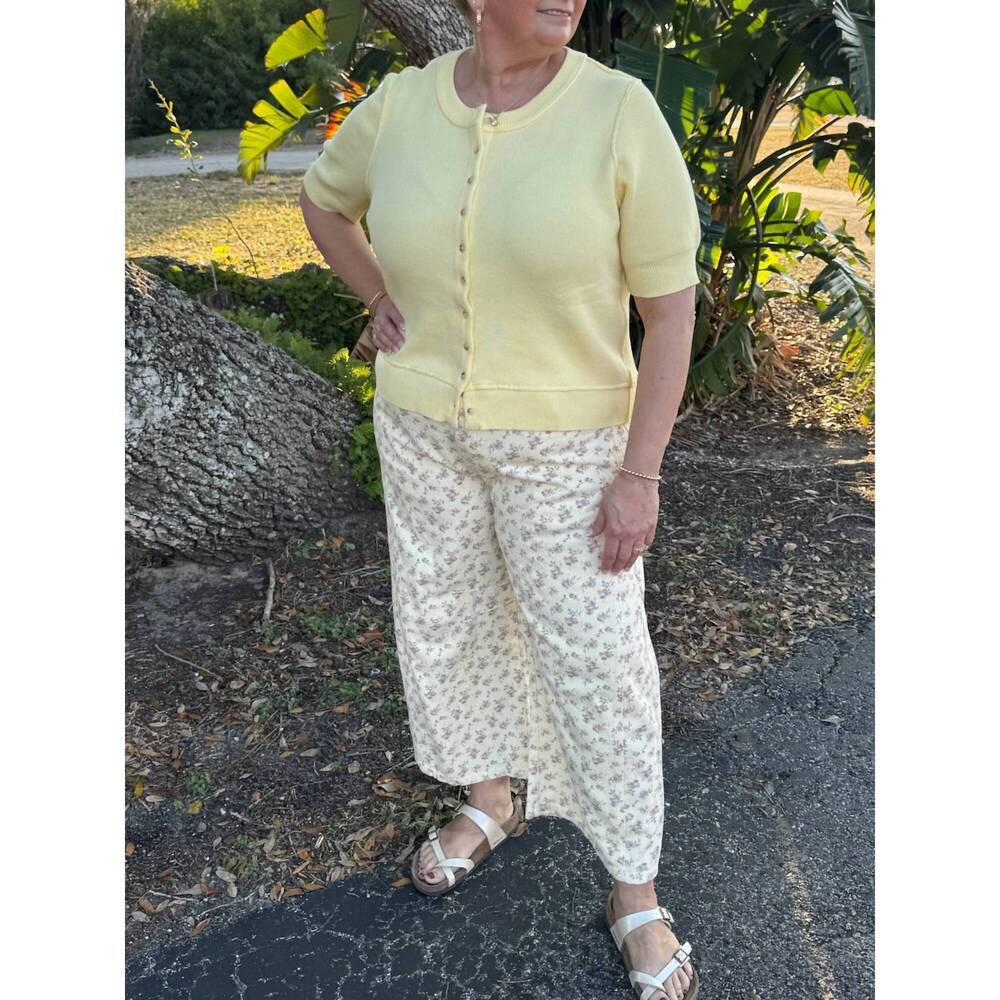 NEW STITCH & CO. classic cardigan top in butter yellow